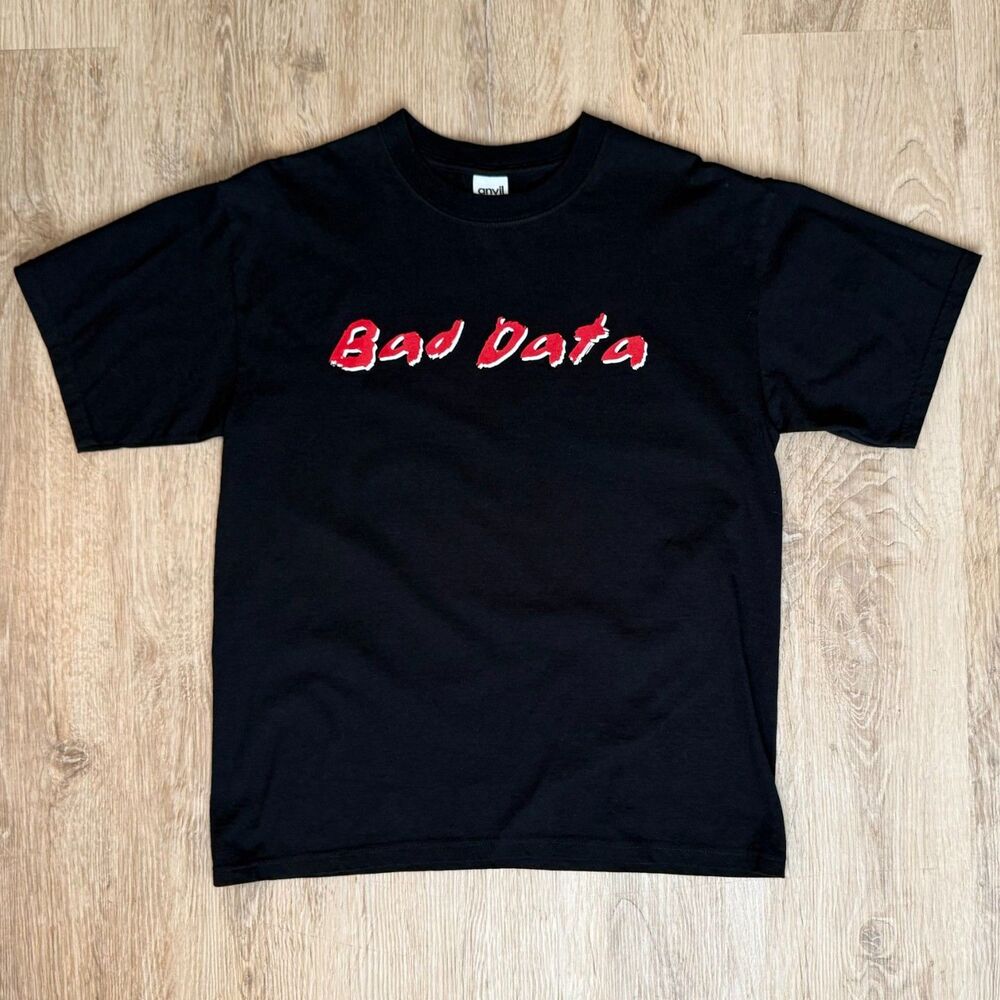 Vintage Bad Data Graphic T-Shirt Expect The Worst Black Medium Tech Humor